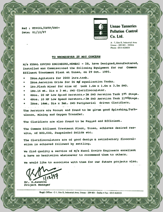Unnao Tanneries Pollution Control Co. Ltd.